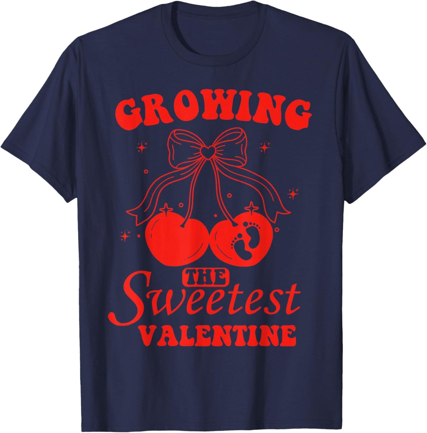 Valentine Growing Sweetest Valentines Pregnancy Announcement T-Shirt - T-Shirt | Navy