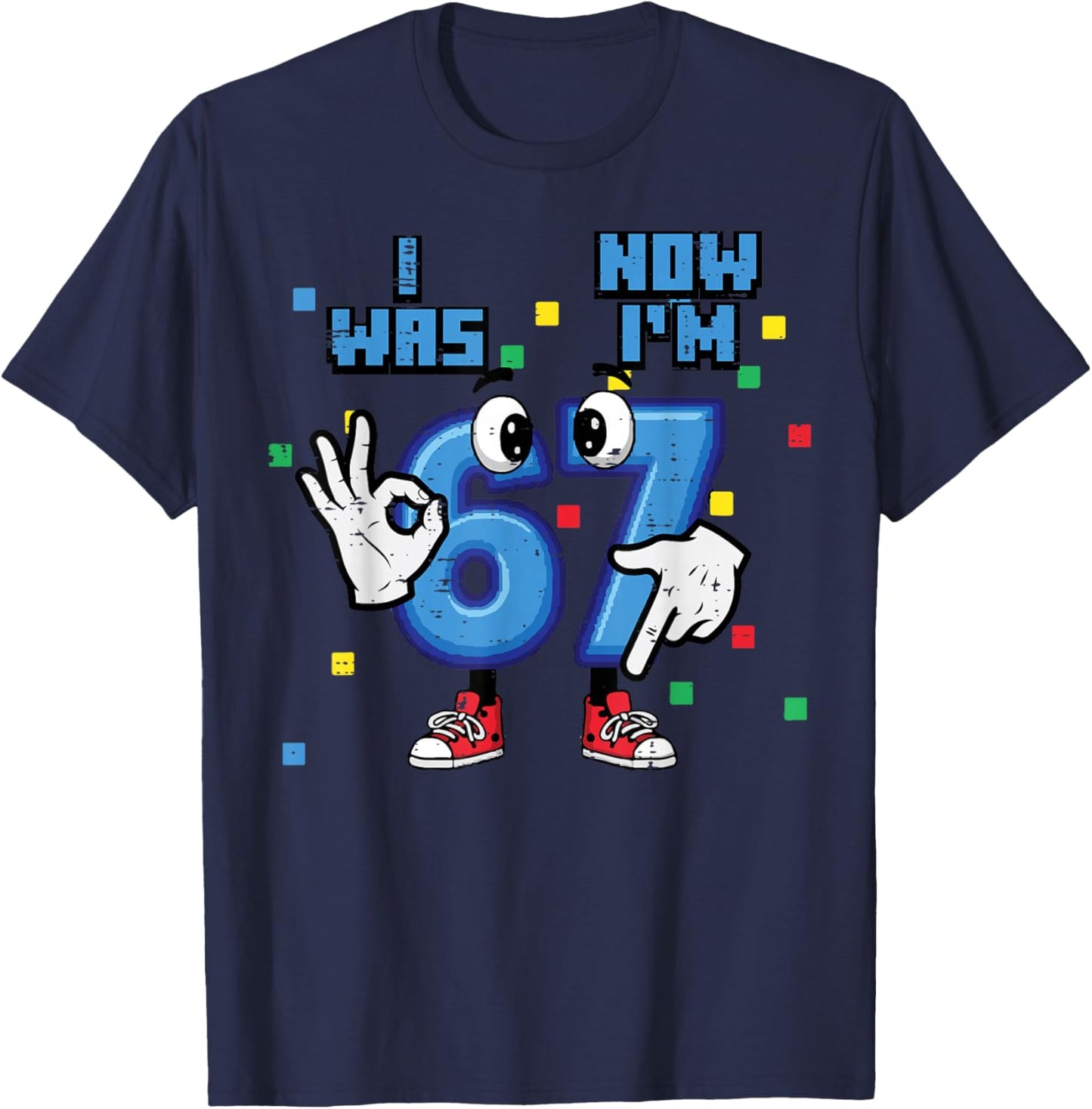7th Birthday I was 6 Now Im 7 Hands 67 Meme Boys Kids Youth T-Shirt - T-Shirt | Navy