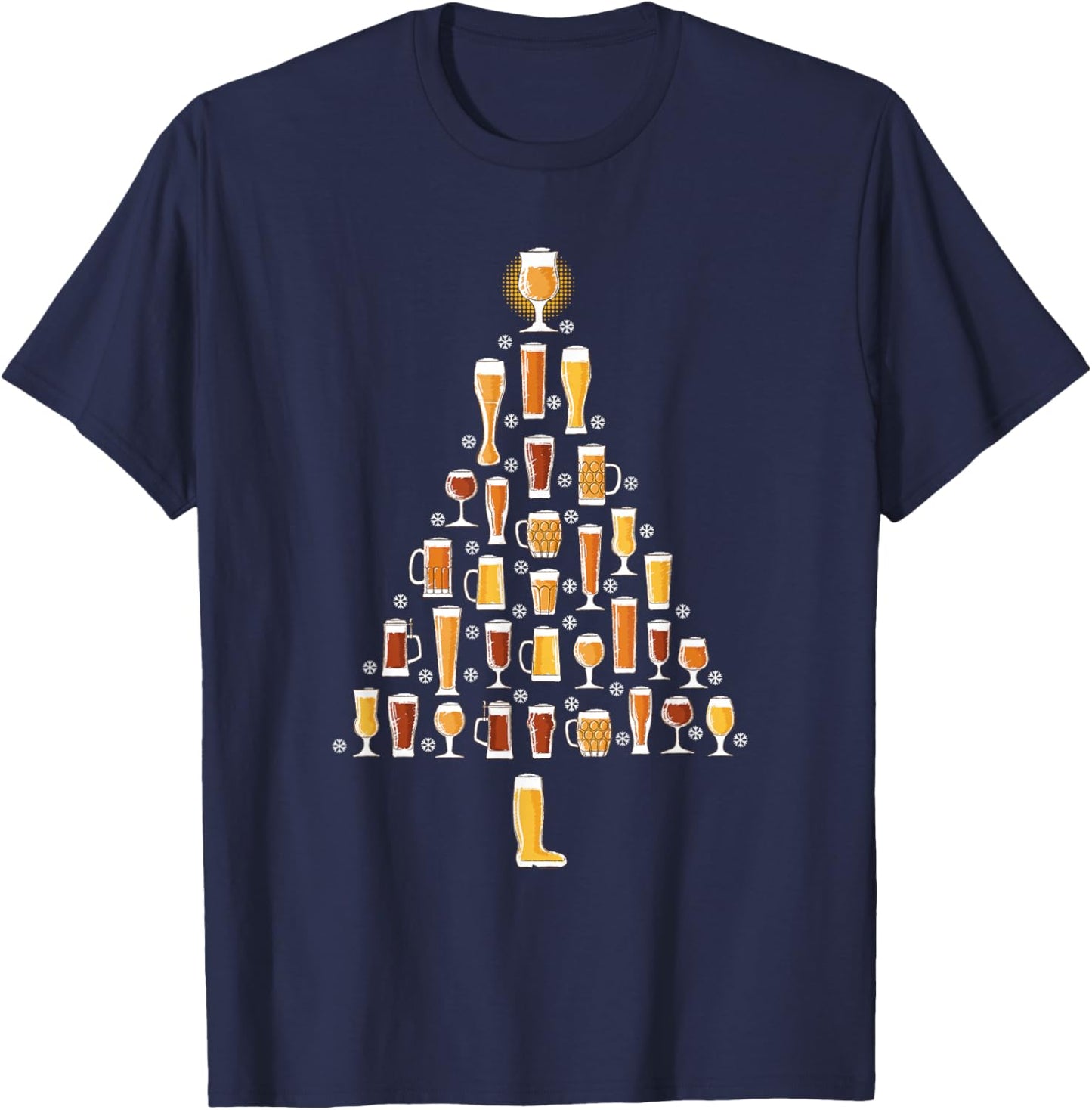 Beer Christmas Tree Men Women Beer Ugly Christmas T-Shirt - T-Shirt | Navy