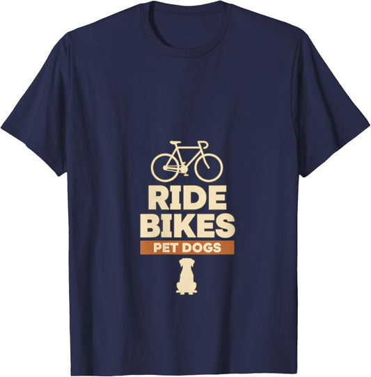 Dog Ride Bikes Pet Dogs Dog Lover Cycling Bicycle Design V-Neck T-Shirt - T-Shirt | Navy