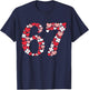 Valentine 67 Meme Six Seven Hearts Flower Boy Girl Kid T-Shirt - T-Shirt | Navy