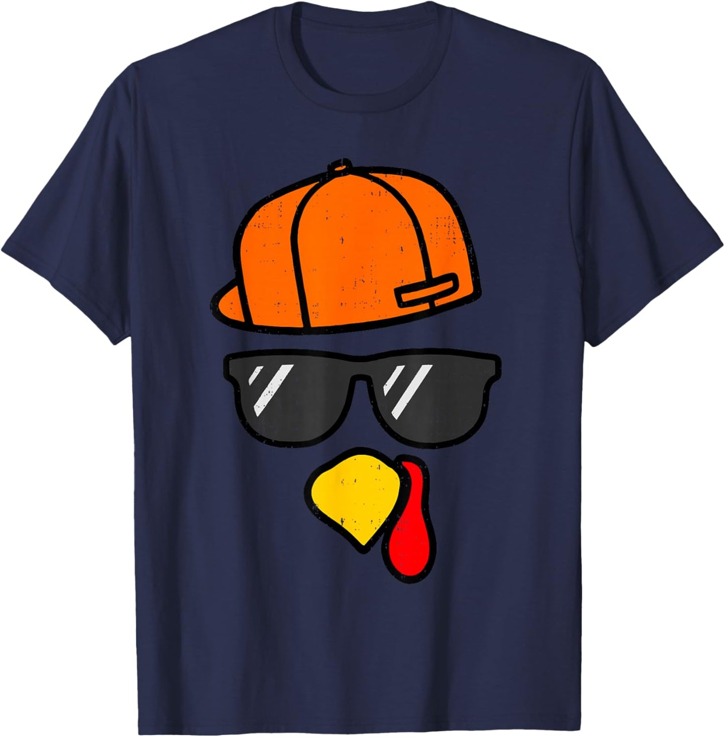 Funny Turkey Face Fall Thanksgiving Party Costume for Boys T-Shirt - T-Shirt | Navy