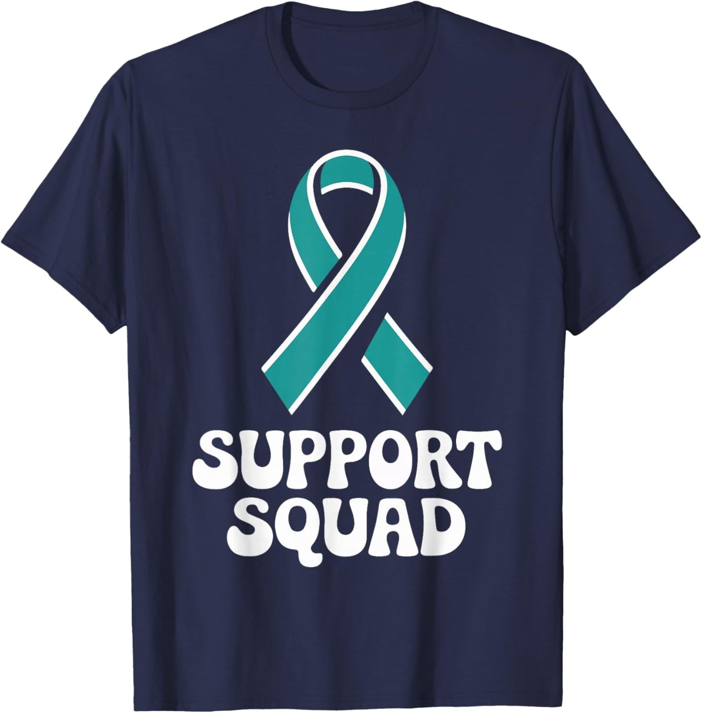 Cervical Cancer Awareness Support Squad Teal Ribbon T-Shirt - T-Shirt | Navy