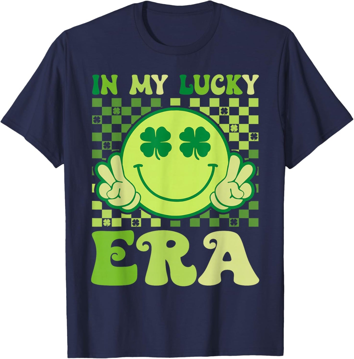 Groovy in My Lucky Era St Patricks Day Shamrock Men Women T-Shirt - T-Shirt | Navy