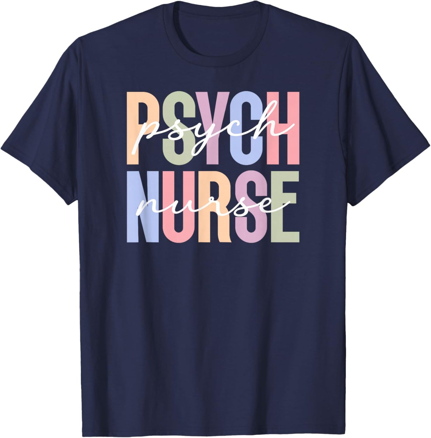 Boho Psych Nurse Appreciation Psychiatric Nurse T-Shirt - T-Shirt | Navy