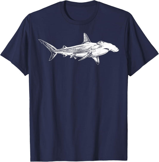 Hammerhead Shark Illustration Ocean T-Shirt - T-Shirt | Navy