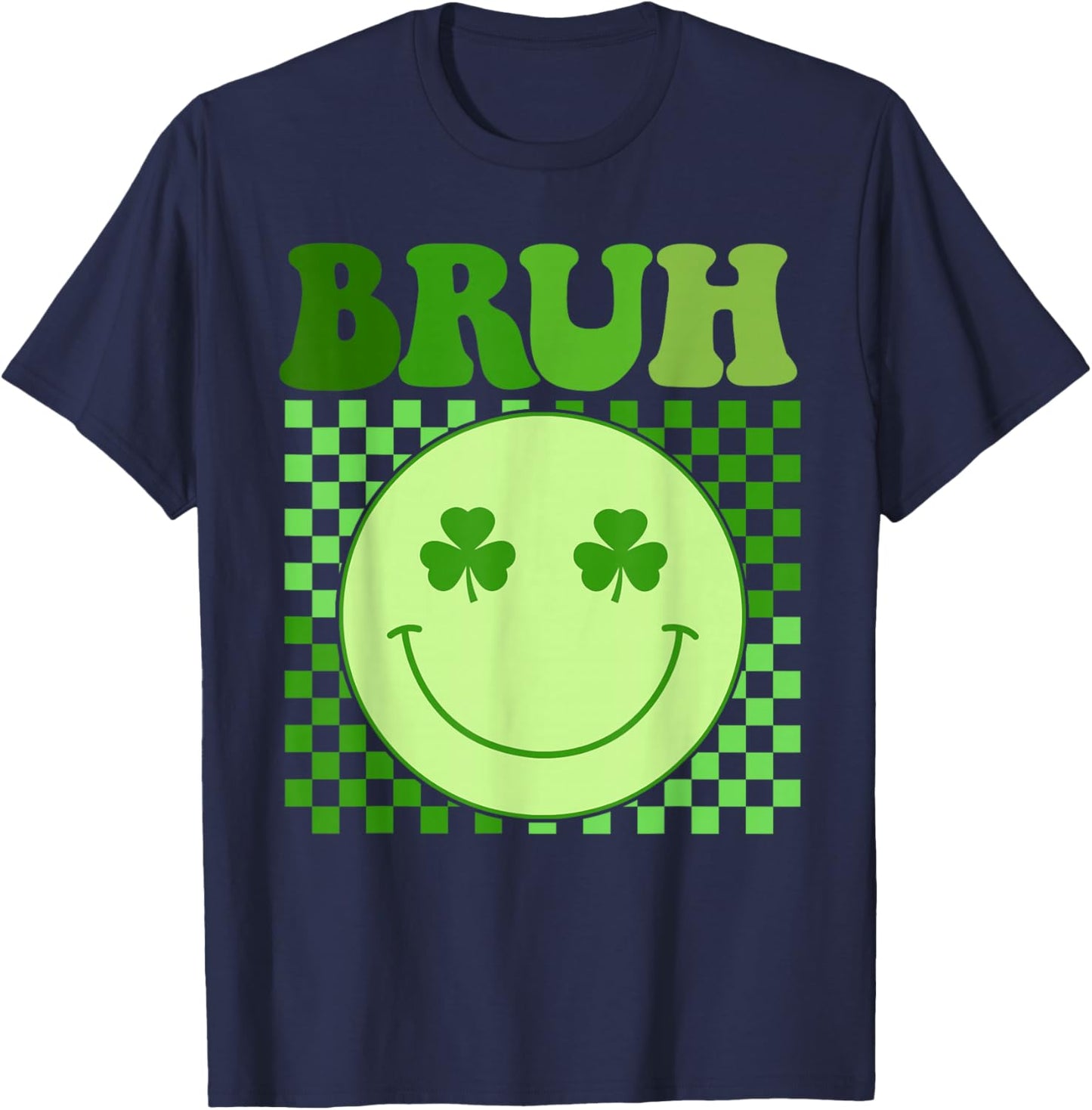 Groovy St Patricks Day Bruh Lucky Shamrock Women Girls Kids T-Shirt - T-Shirt | Navy