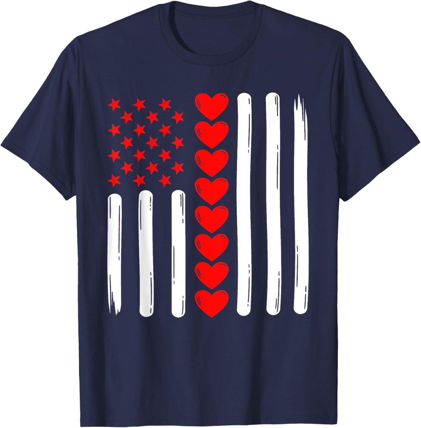 Retro Vintage USA Flag Valentines Day Women Kids T-Shirt - T-Shirt | Navy
