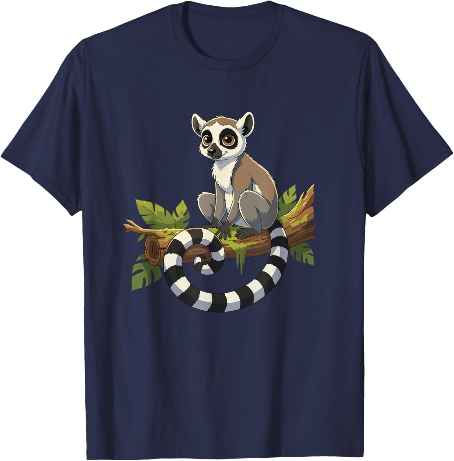 Cute Ring Tailed Lemur Jungle Madagascar Animal T-Shirt - T-Shirt | Navy