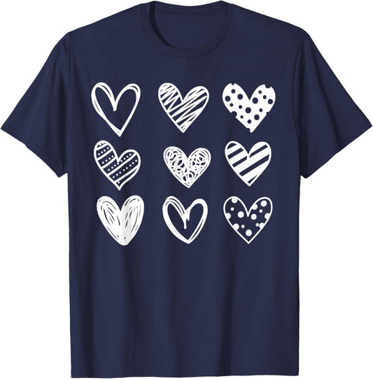 Couple Heart Valentines Day Shirt Women Kids T-Shirt - T-Shirt | Navy