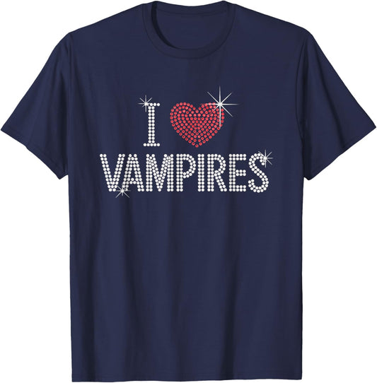 I Love Vampires Cute Halloween T-Shirt - T-Shirt | Navy
