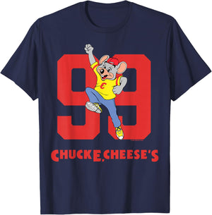 Chuck E. Cheese Number 99 Super Jump Retro 90's Art Design T-Shirt - T-Shirt | Navy