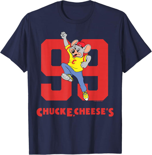 Chuck E. Cheese Number 99 Super Jump Retro 90's Art Design T-Shirt - T-Shirt | Navy
