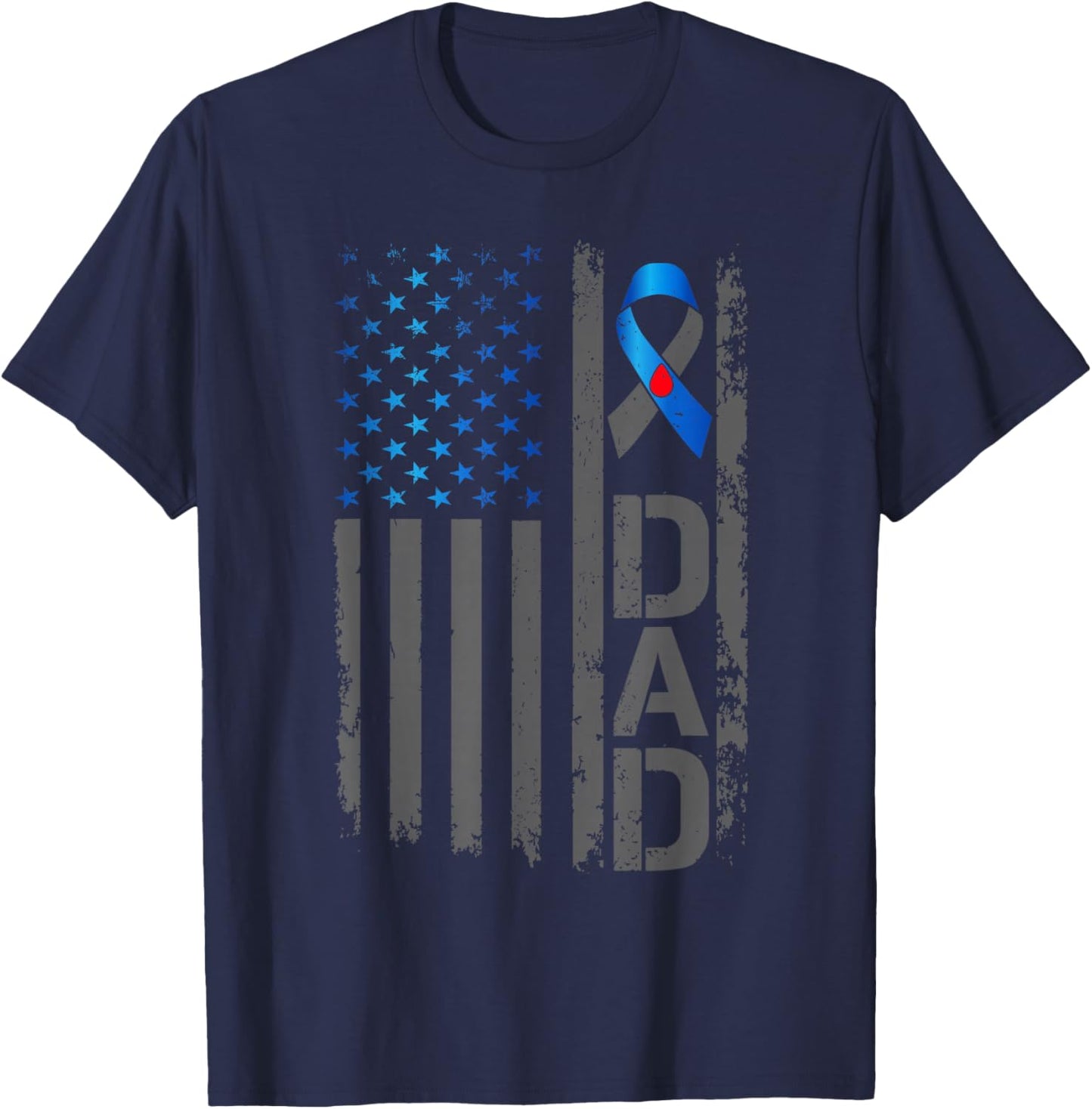 Type 1 Diabetes Awareness T1D Dad of Warrior Type 1 Diabetic T-Shirt - T-Shirt | Navy