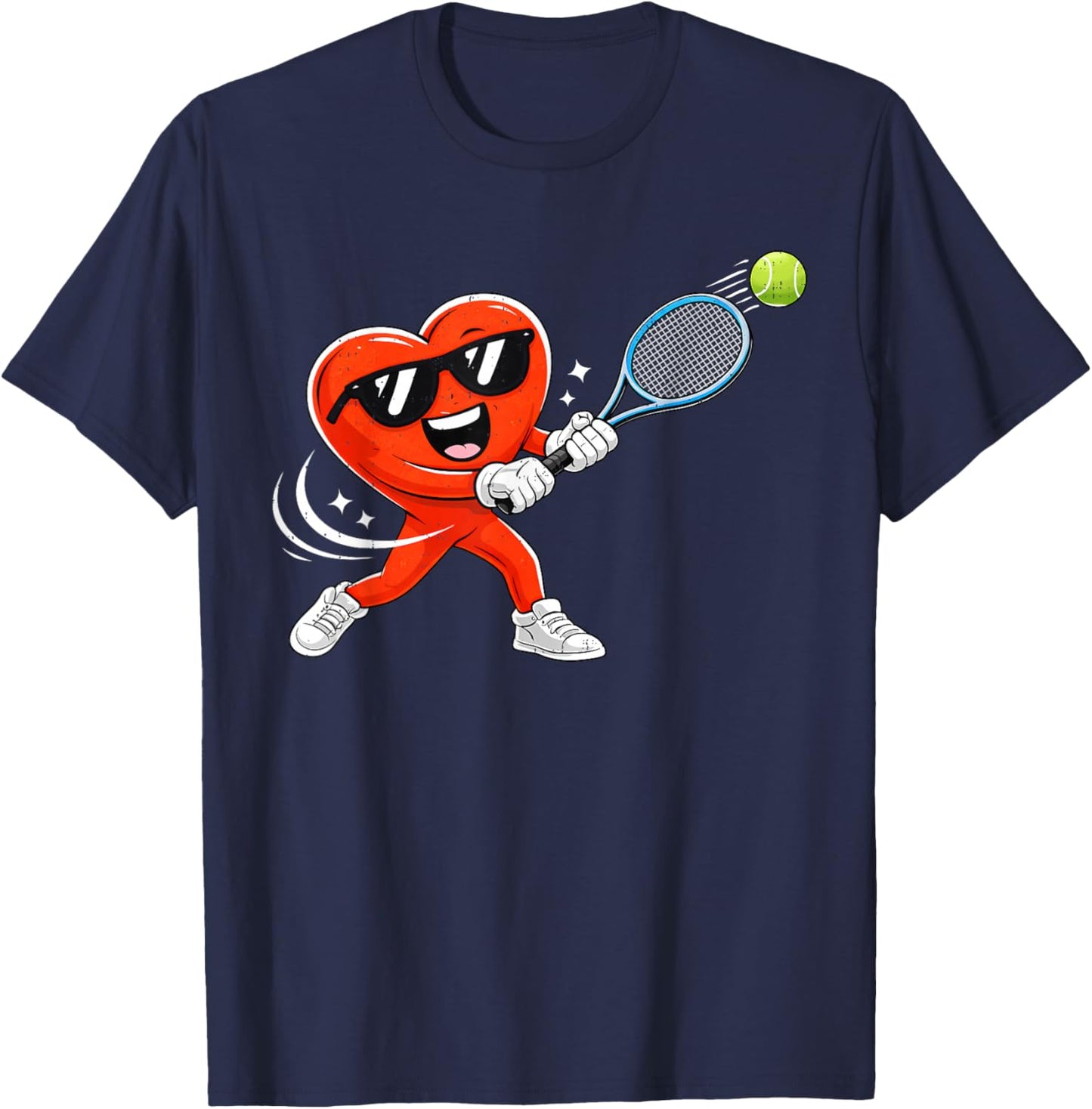 Valentine Tennis Heart Sport Valentines Day Men Boys Kids T-Shirt - T-Shirt | Navy