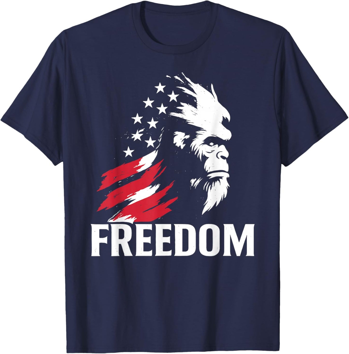 Vintage American Flag Bigfoot Freedom T-Shirt - T-Shirt | Navy