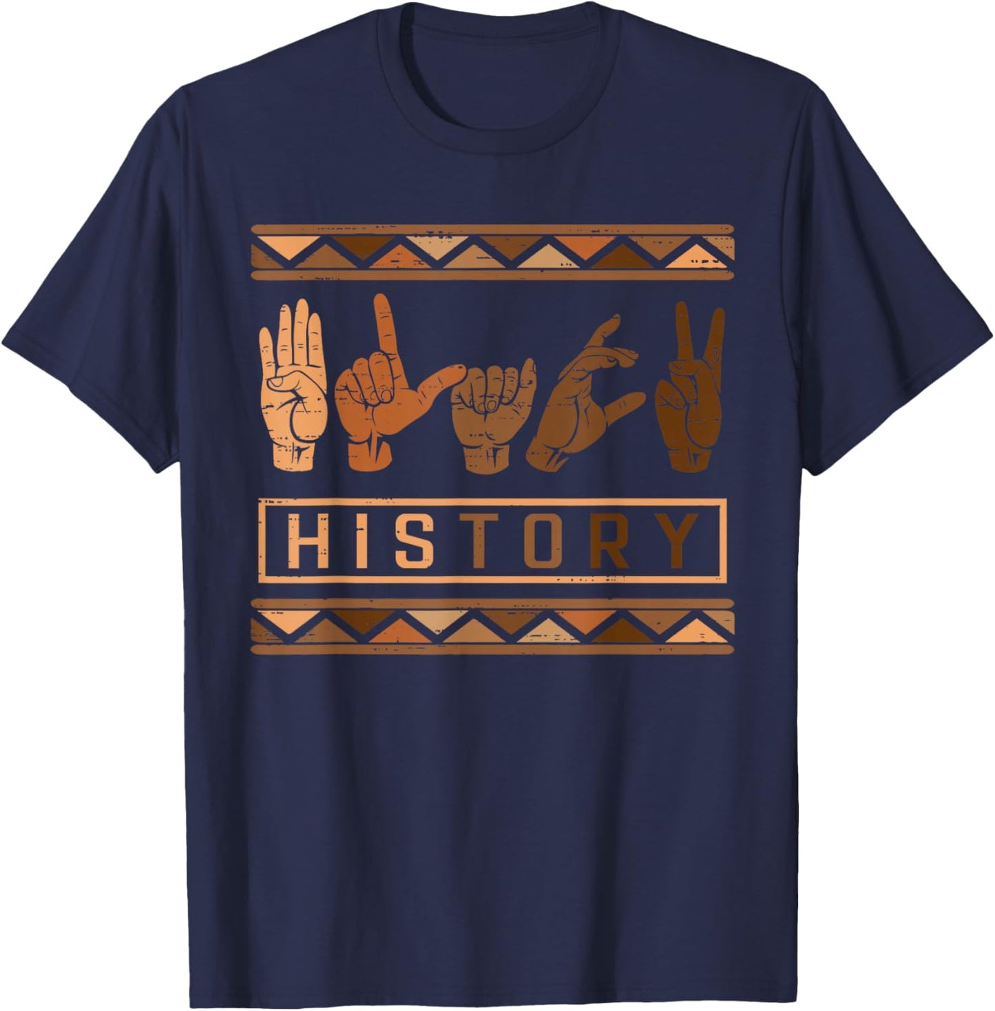 Black History Sign Language ASL Melanin African Women Girl T-Shirt - T-Shirt | Navy