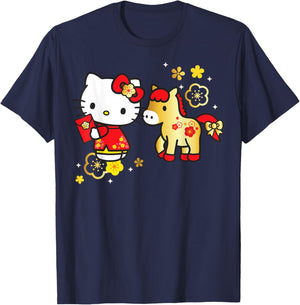 Hello Kitty Lunar New Year 2026 Year of The Red Horse T-Shirt - T-Shirt | Navy