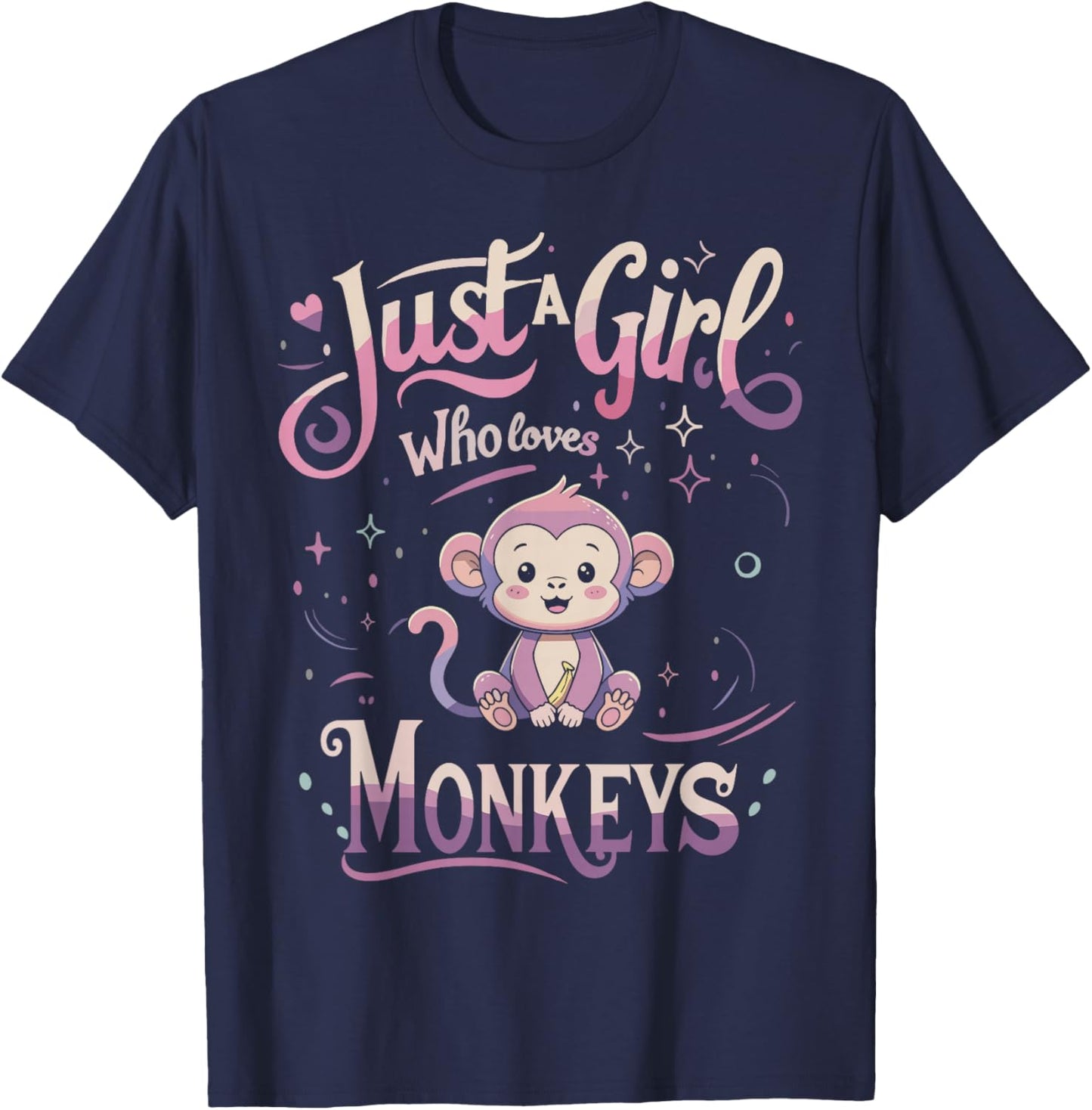 Monkey Shirt Cute Men Women T-Shirt - T-Shirt | Navy
