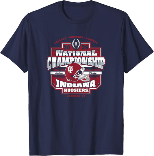 Indiana Hoosiers CFP National Championship 2026 Icon Black T-Shirt - T-Shirt | Navy