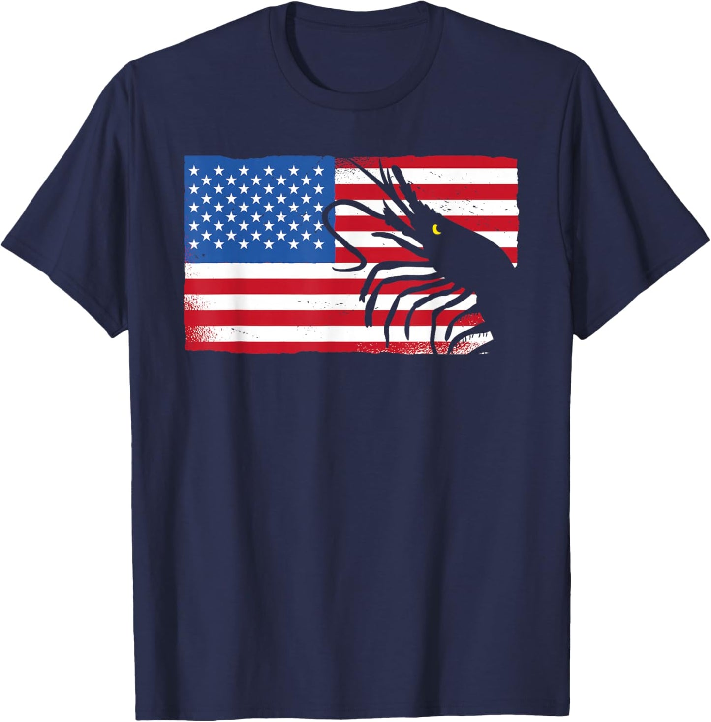 Shrimp American Flag Patriotic Shrimp T-Shirt - T-Shirt | Navy