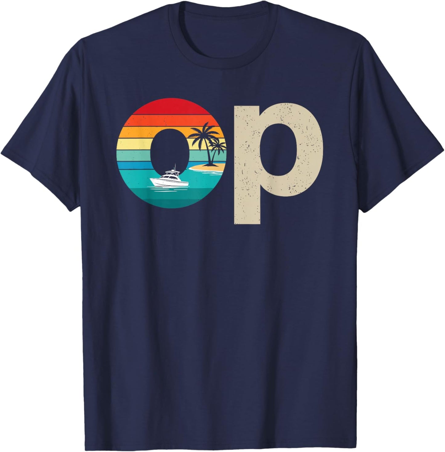 Op Ocean Vintage Pacific Ocean Beach Sun Palm Trees Retro T-Shirt - T-Shirt | Navy