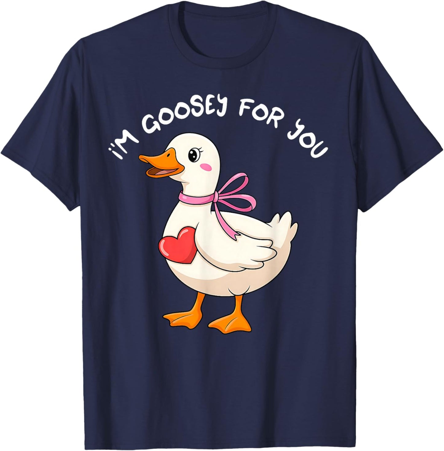 I'm Goosey for You Coquette Valentine Goose T-Shirt - T-Shirt | Navy