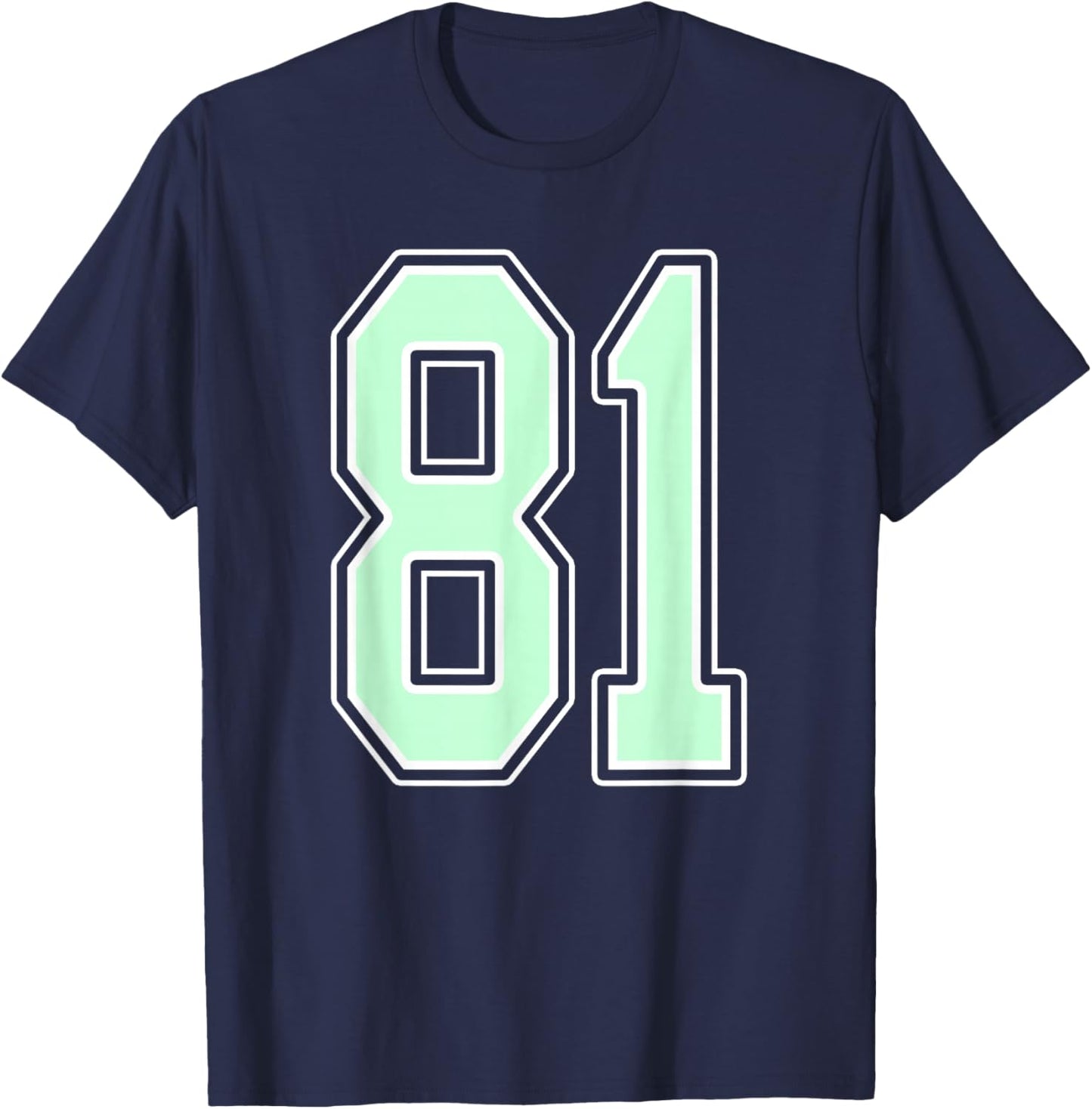 Cute Mint Green Number 81 Jersey Player Uniform #81 Fan T-Shirt - T-Shirt | Navy