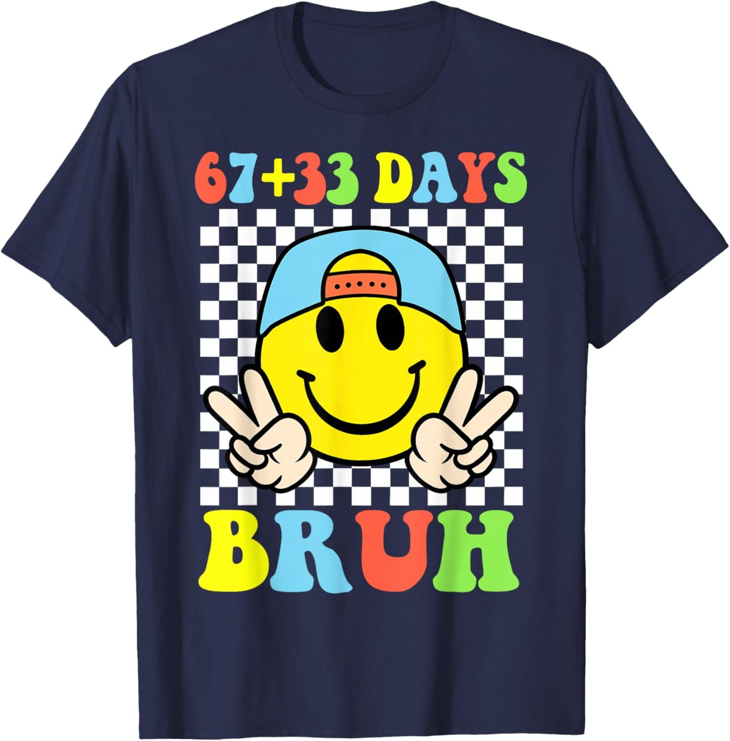 Bruh 67 33 Days of School 100 Boy Kids 100th Day of School T-Shirt - T-Shirt | Navy