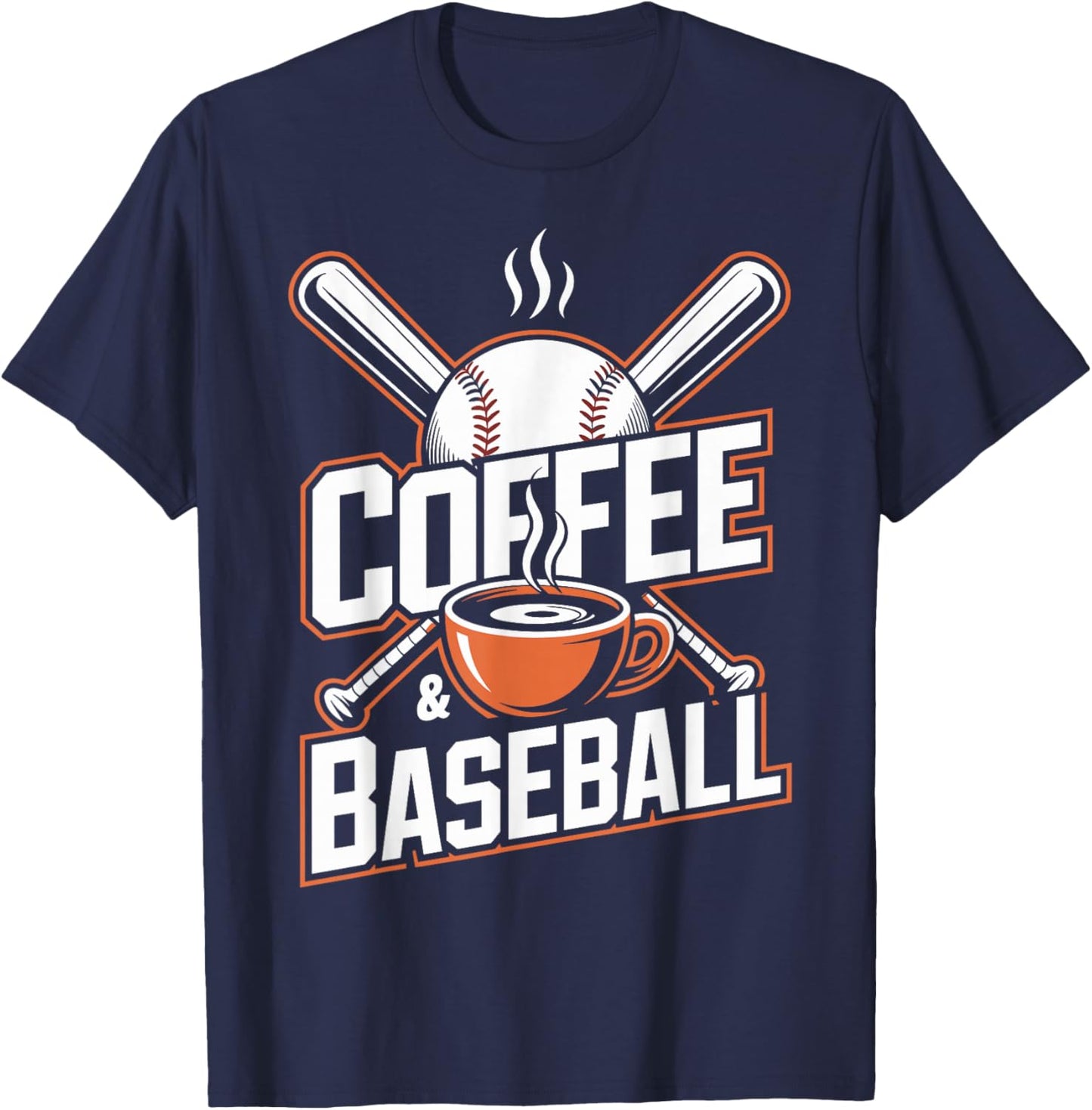 Coffee and Baseball Funny T-Shirt - T-Shirt | Navy