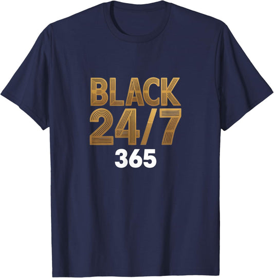 Black 24/7 365 – Everyday Black Pride T-Shirt - T-Shirt | Navy