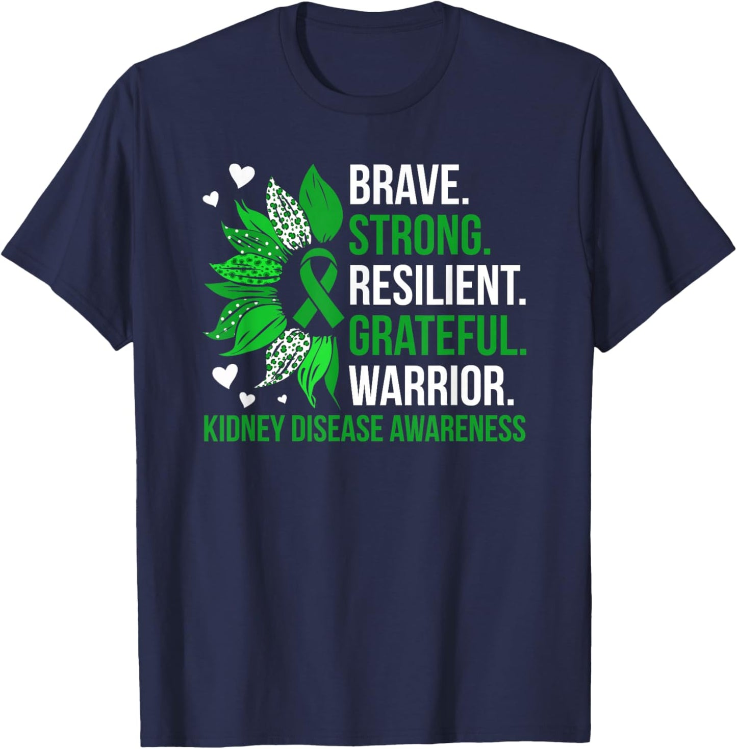 Brave Kidney Disease Warrior Kidney Disease Awareness Month T-Shirt - T-Shirt | Navy