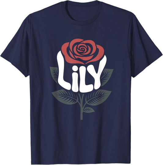 Lily Retro Rose Floral Name Vintage Flower Love Lily T-Shirt - T-Shirt | Navy