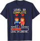 33rd Wedding Anniversary Gamer Vintage Level 33 Complete T-Shirt - T-Shirt | Navy