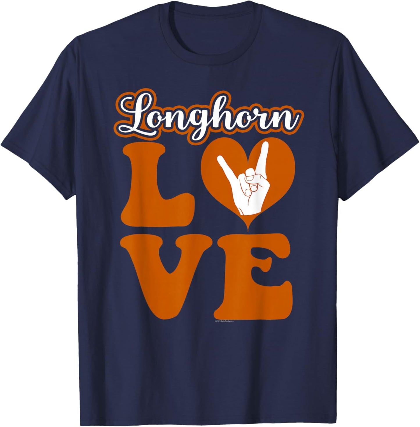 Love Longhorn Girl Heart Cute Retro Letters T-Shirt - T-Shirt | Navy