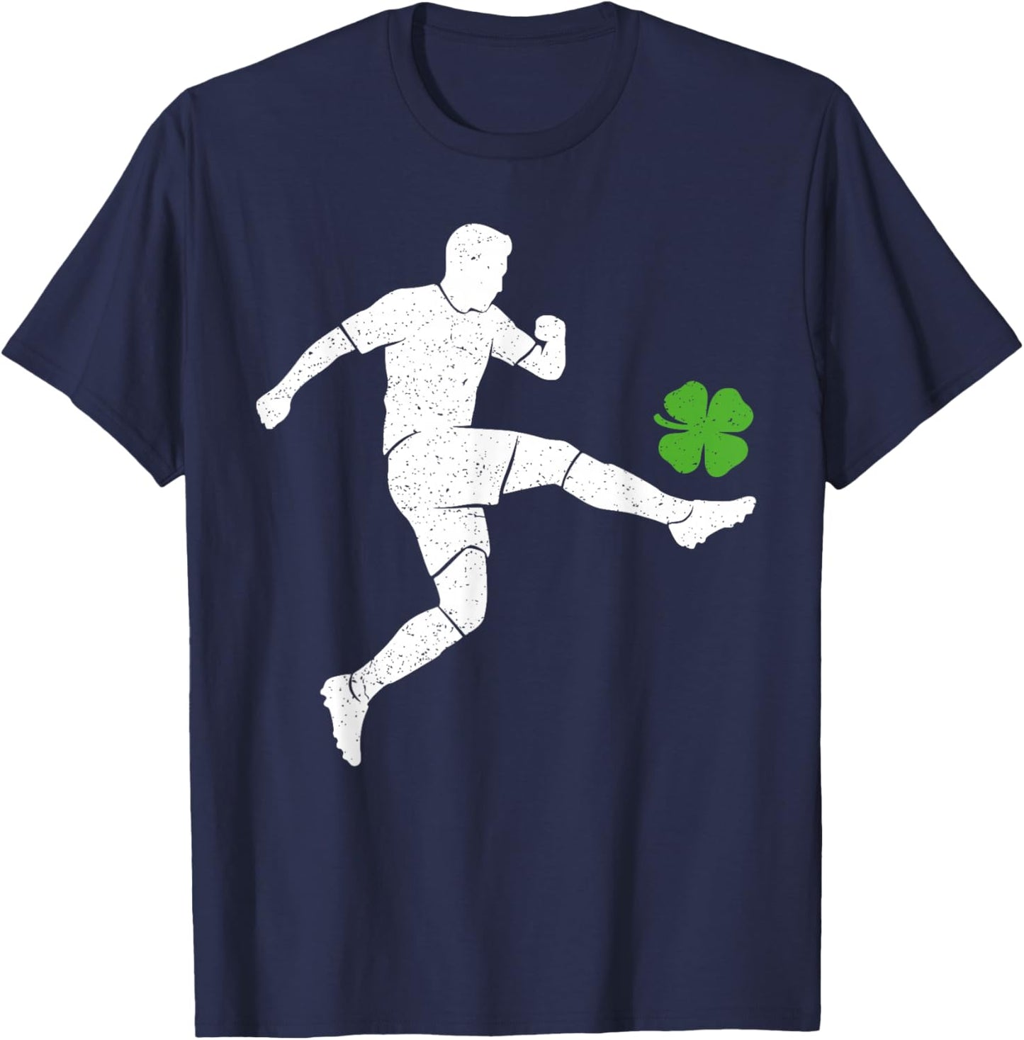 St Patricks Day Soccer Player Lucky Four Leaf Clover Men T-Shirt - T-Shirt | Navy