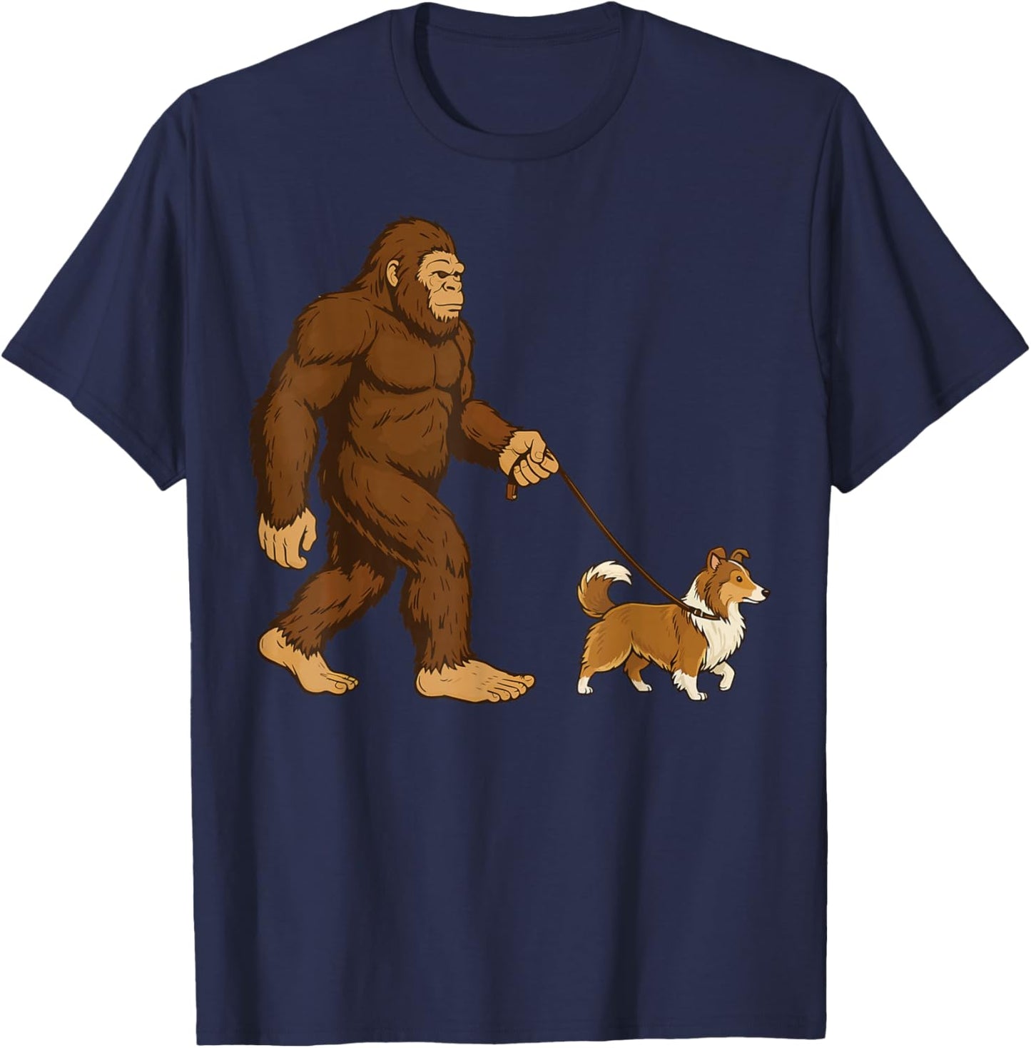 Bigfoot Shetland Sheepdog Retro Sheltie T-Shirt - T-Shirt | Navy