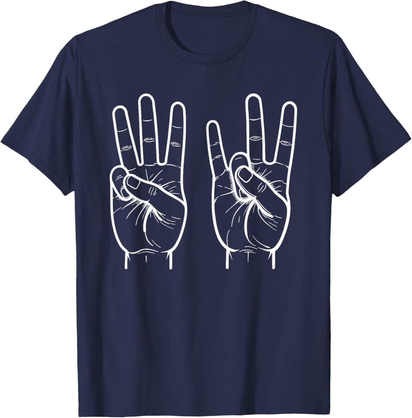 ASL Sign Language Funny 6 7 Meme Six Seven Slang 6 7 Hands T-Shirt - T-Shirt | Navy