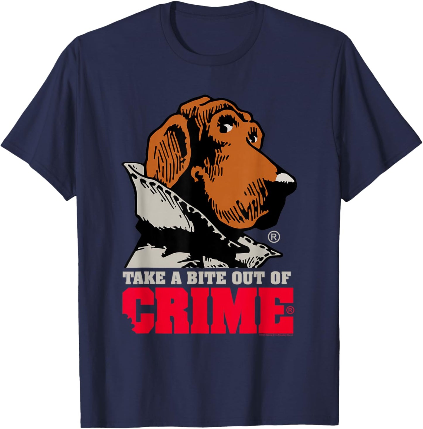McGruff The Crime Dog Take a Bite Out of Crime Retro PSA T-Shirt - T-Shirt | Navy