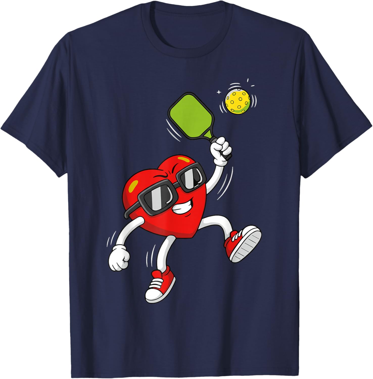 Pickleball Heart Valentine Day Cute Love T-Shirt - T-Shirt | Navy