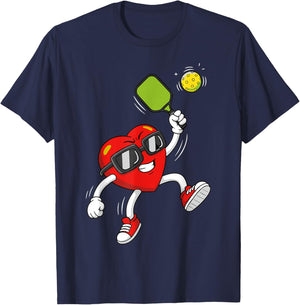 Pickleball Heart Valentine Day Cute Love T-Shirt - T-Shirt | Navy