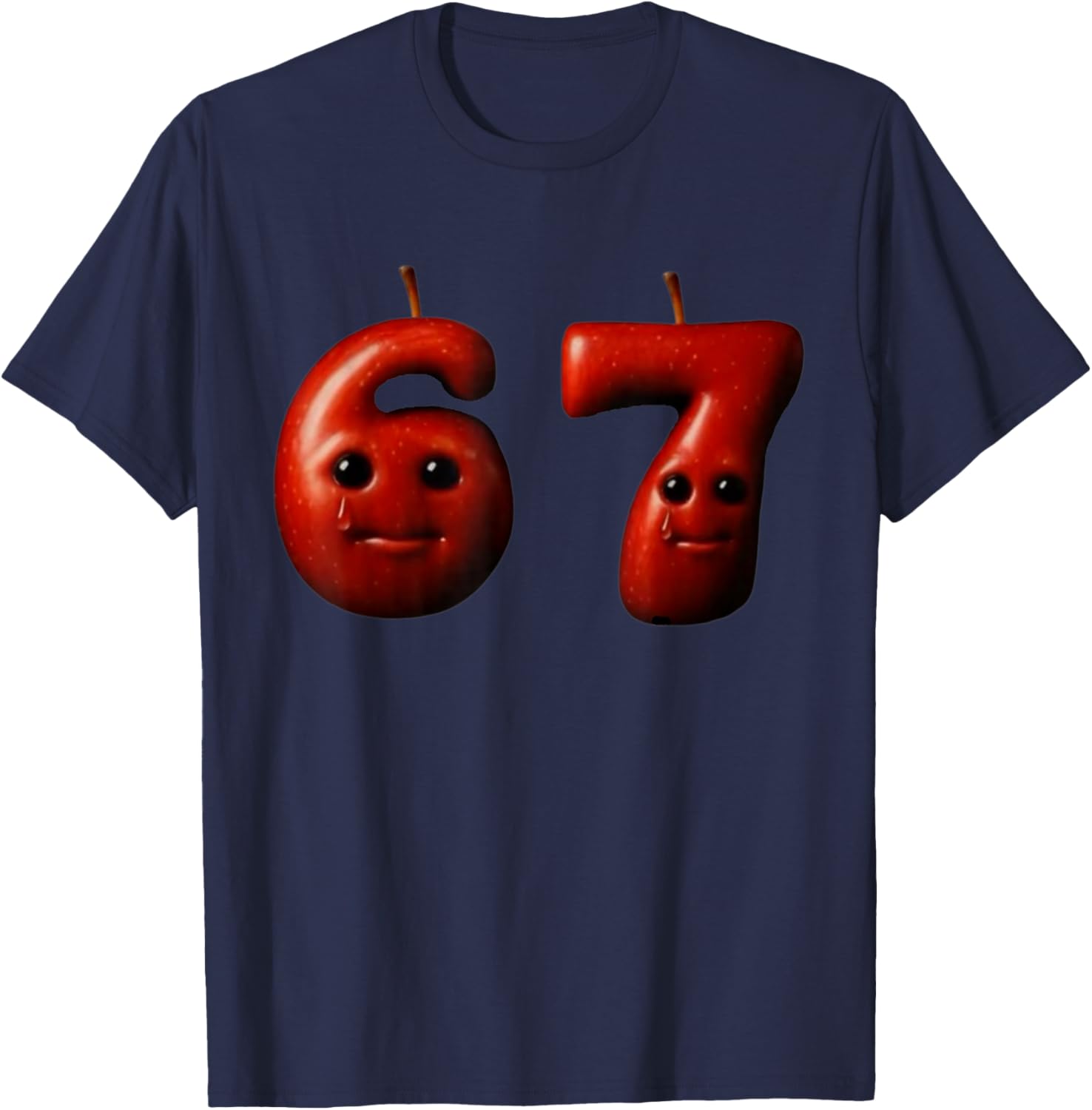 Funny 67 Silly AI Apple gen z Meme BrainRot Humor T-Shirt - T-Shirt | Navy