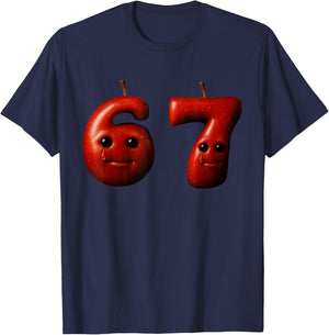 Funny 67 Silly AI Apple gen z Meme BrainRot Humor T-Shirt - T-Shirt | Navy