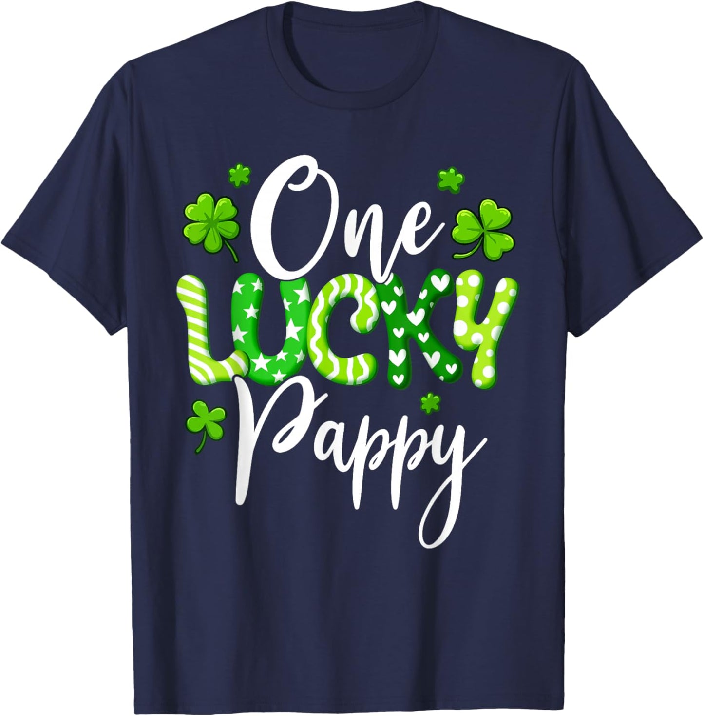 One Lucky Pappy Shamrock Pappy St Patrick's Day T-Shirt - T-Shirt | Navy
