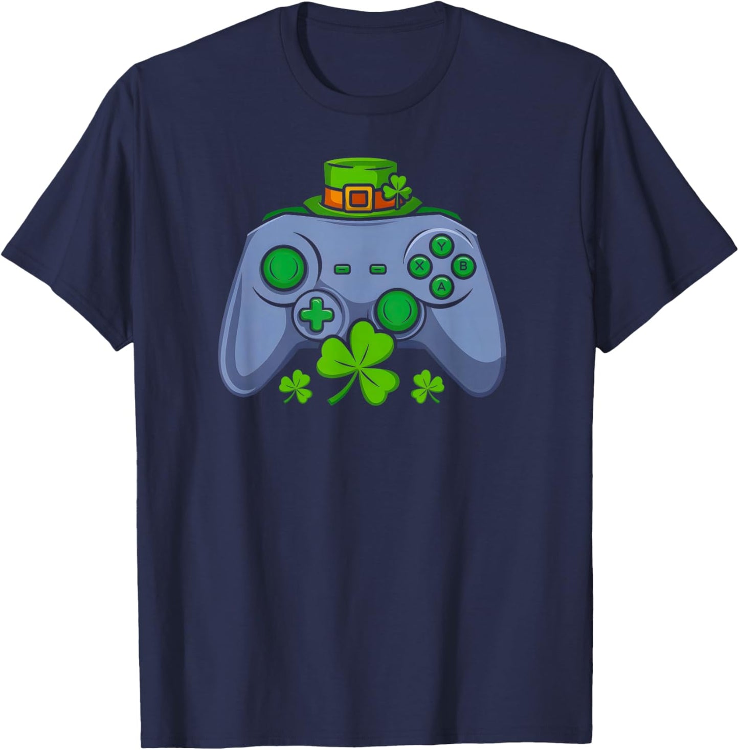 Irish Lucky Shamrock Video Game Controller St Patricks Day T-Shirt - T-Shirt | Navy