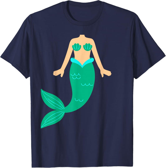 Mermaid Shirt Adult Men Women Kids Body Mermaid Costume T-Shirt - T-Shirt | Navy