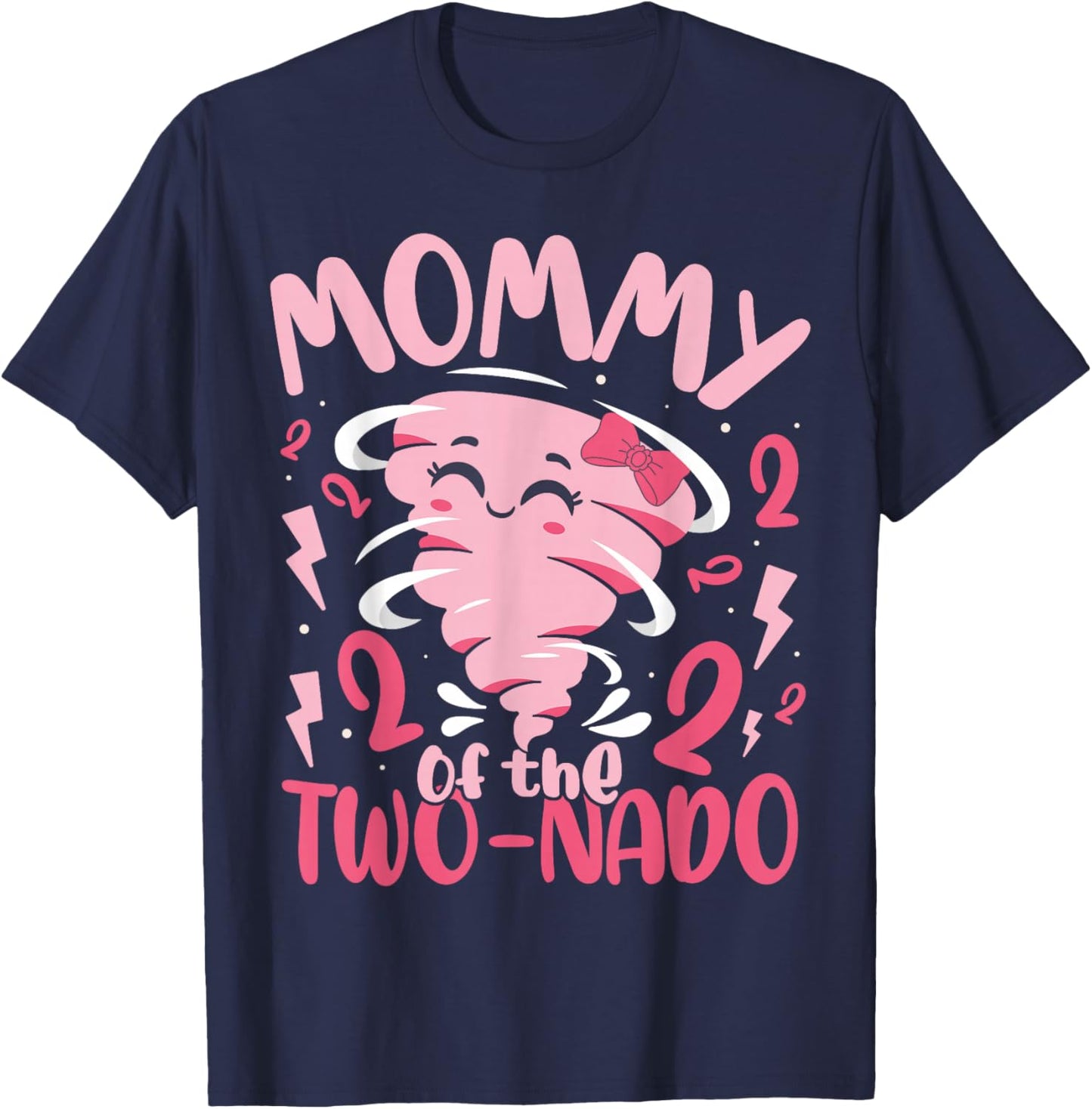 Mommy of The Two-nado Tornado Theme 2nd Birthday Party Kids T-Shirt - T-Shirt | Navy