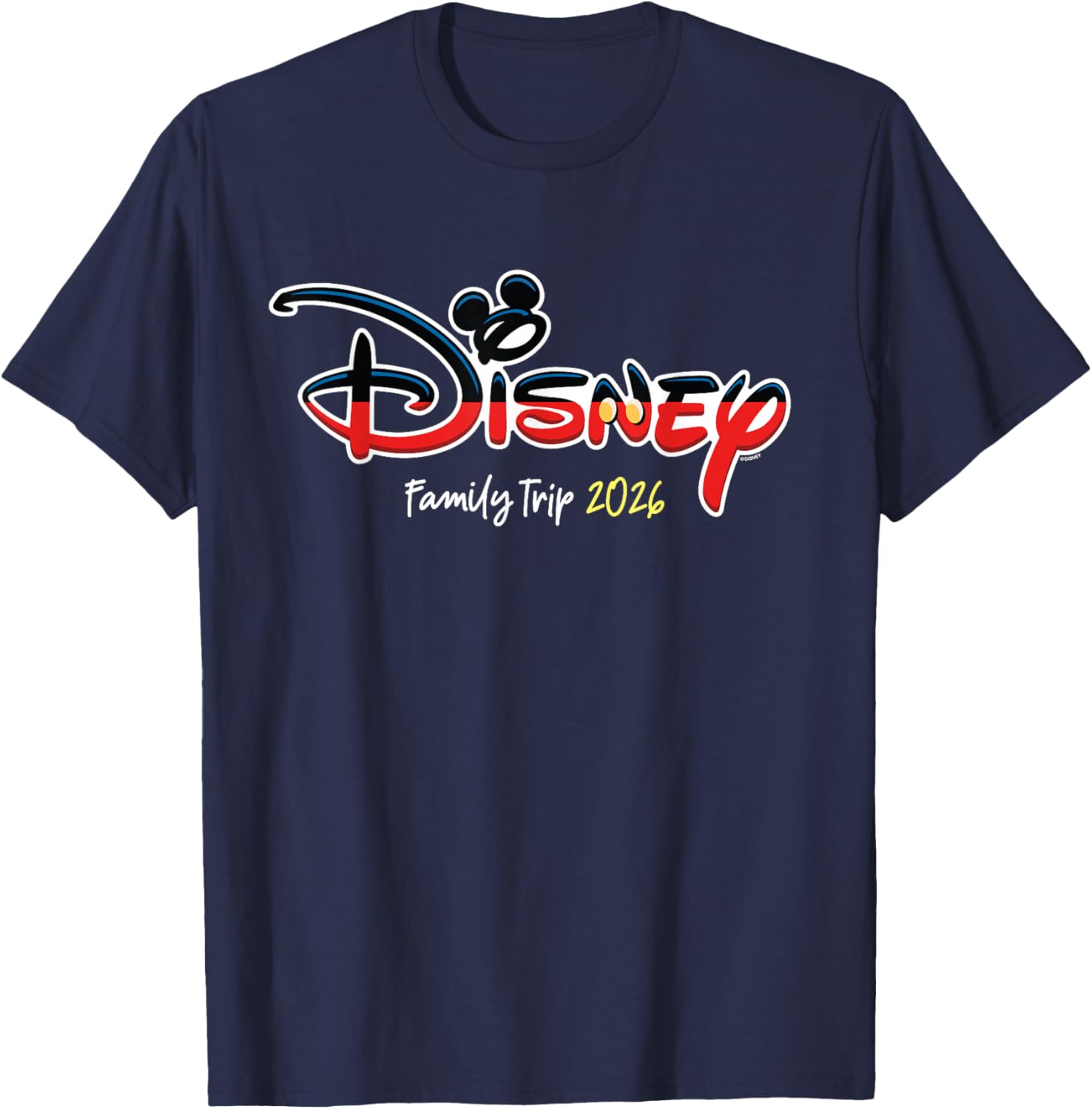 Disney Mickey Mouse Script Logo Family Trip 2026 Vacation T-Shirt - T-Shirt | Navy