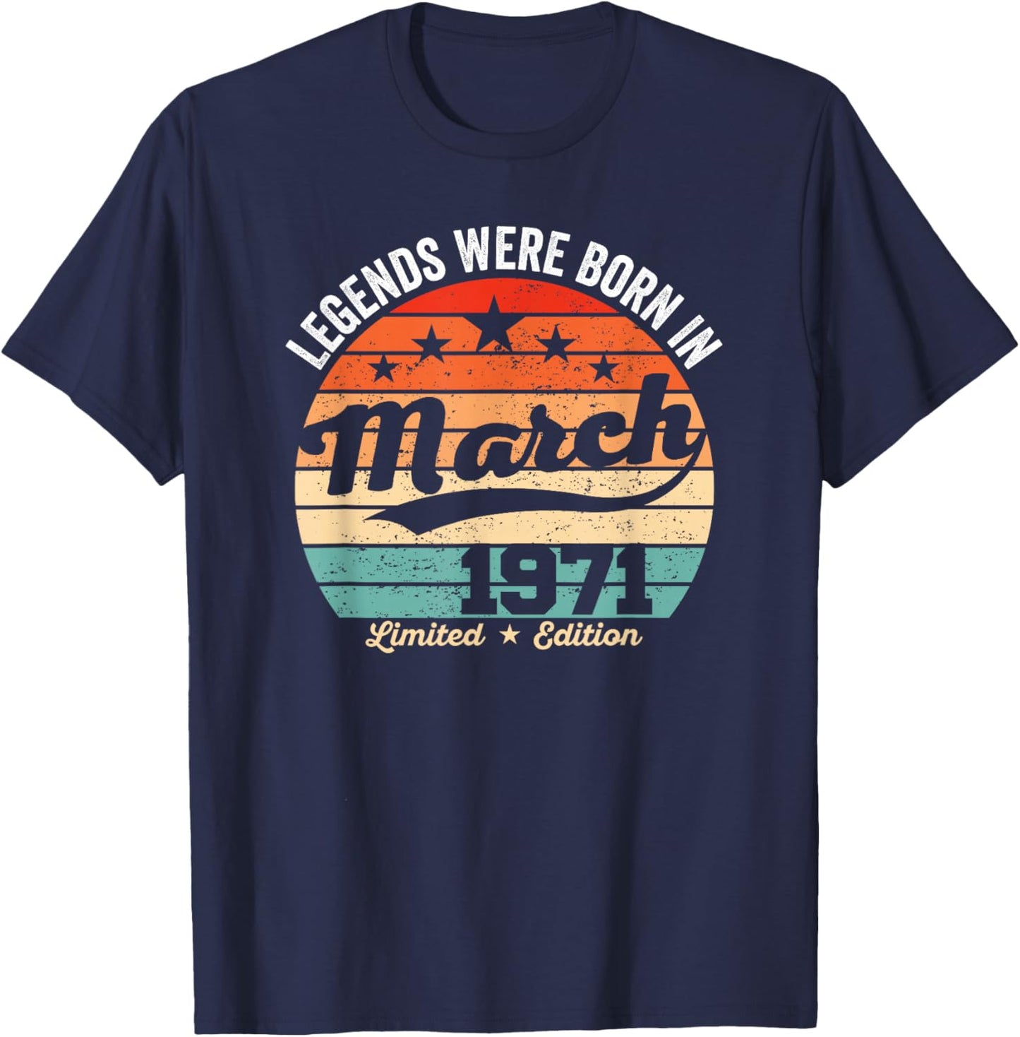 Vintage 55th Birthday Legends were Born in March 1971 T-Shirt - T-Shirt | Navy