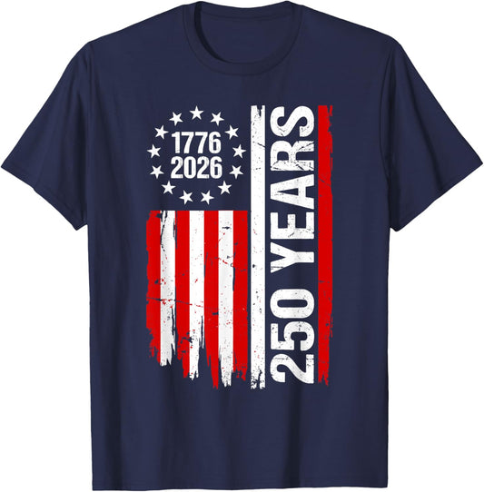 1776 2026 USA Flag - Cool 250th Anniversary 4th July T-Shirt - T-Shirt | Navy